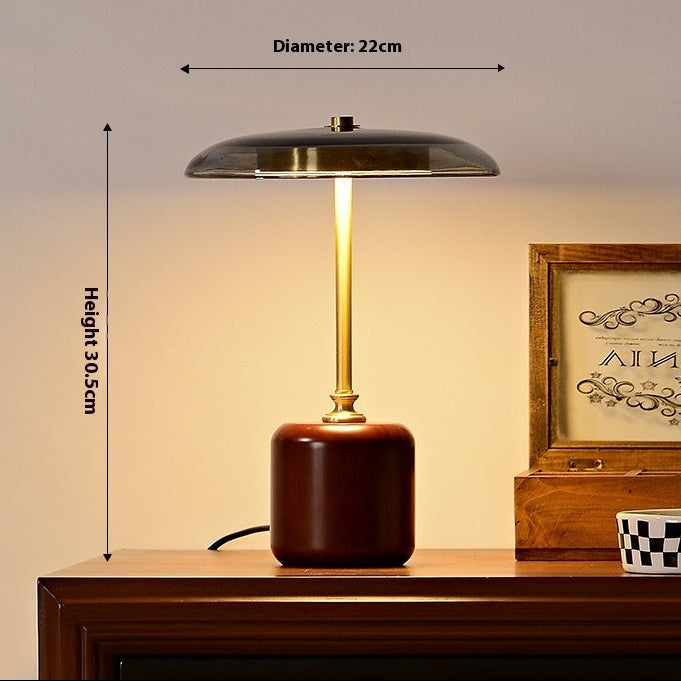 Retro Brass & Glass Bedside Lamp