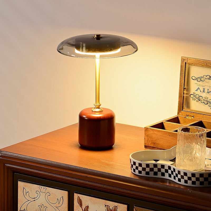 Retro Brass & Glass Bedside Lamp