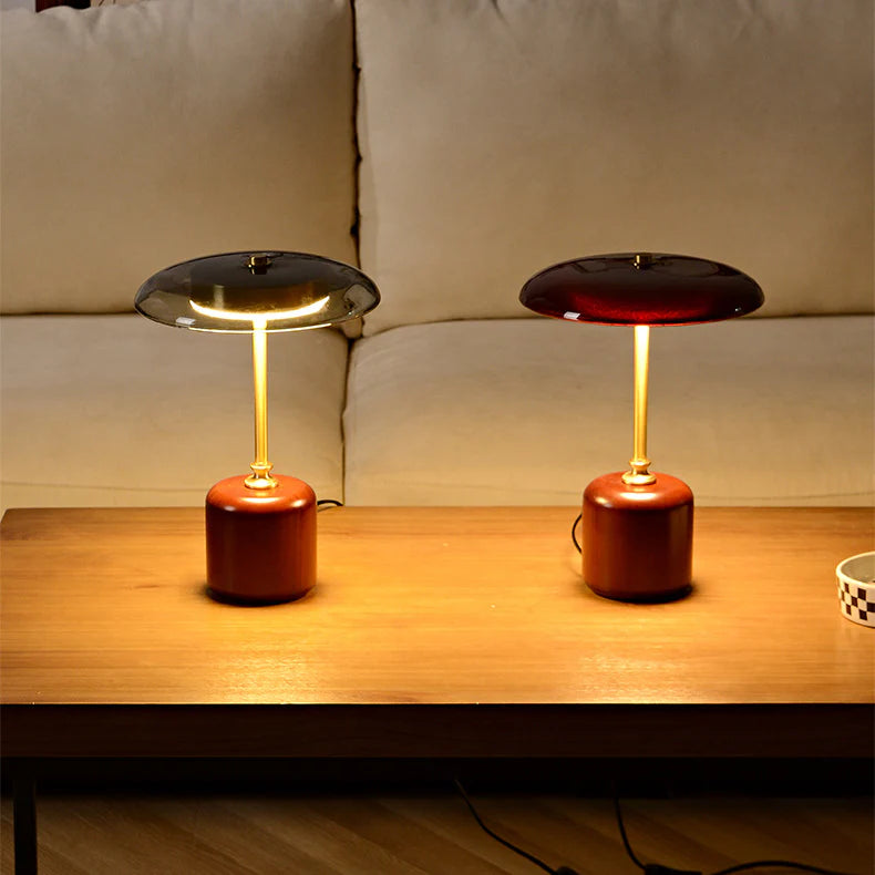 Retro Brass & Glass Bedside Lamp